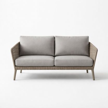 Outdoor Wicker Sofa with Polyester Cushions 152cm Gray-Cosydimora