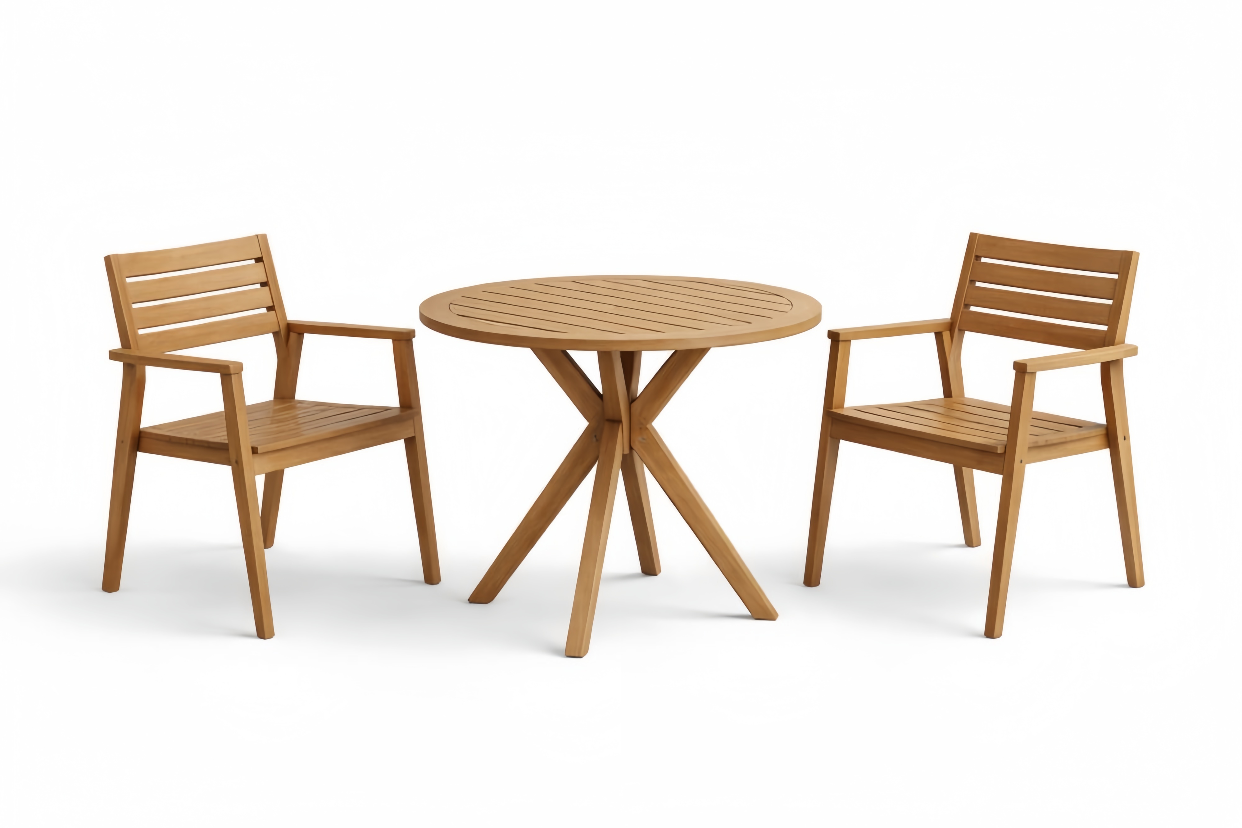 Teak Wood Round Dining Table and Chair Set