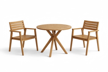 Teak Wood Round Dining Table and Chair Set