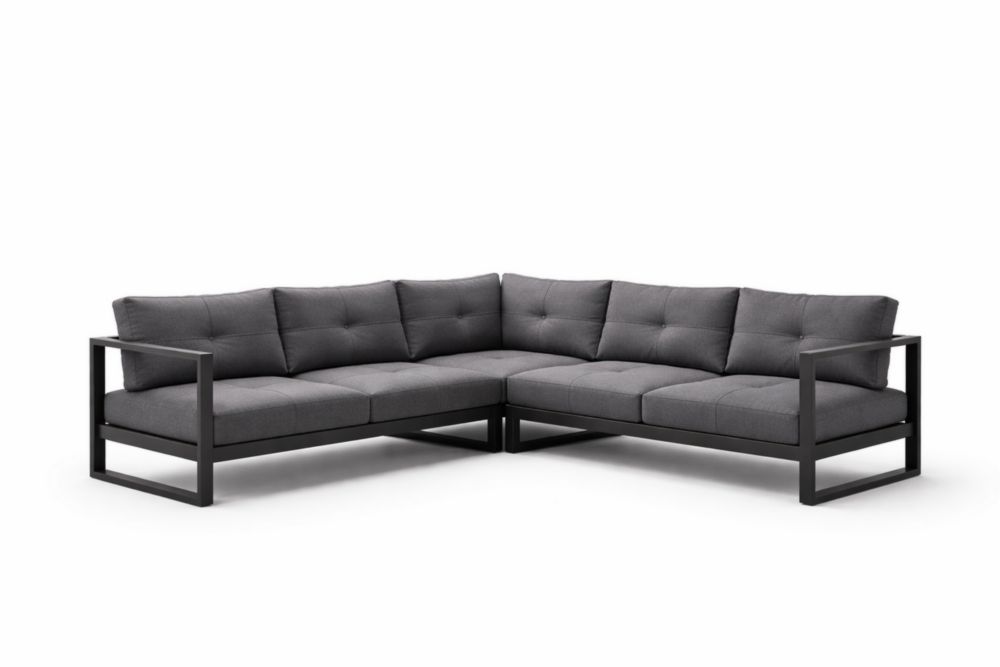 L-Shaped Sectional Sofa Gray Polyester with Metal Frame 278 cm