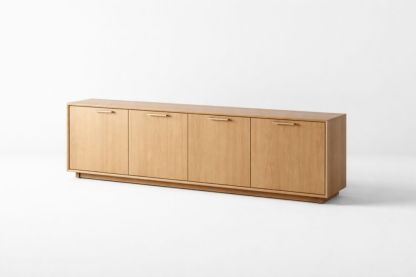 Solid Oak TV Stand with Four Doors