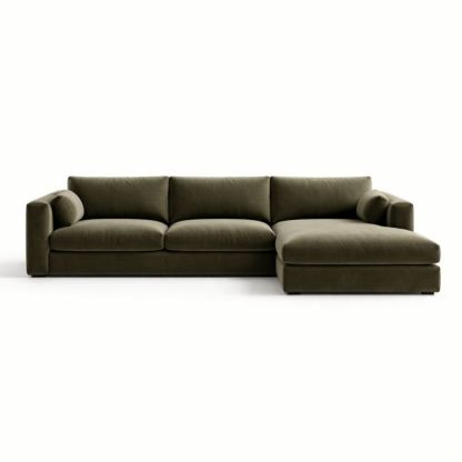 Sectional Sofa L-Shaped Olive Green Velvet 350cm
