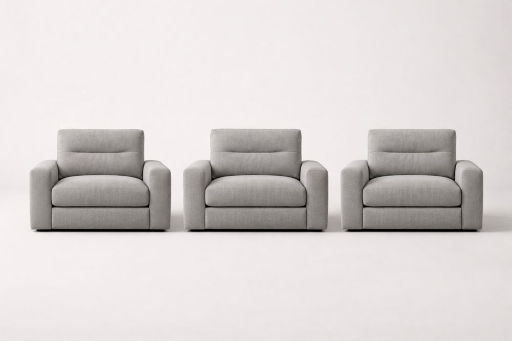 Grey Fabric Armchair Set with Polyester Upholstery and Cushioned Seats