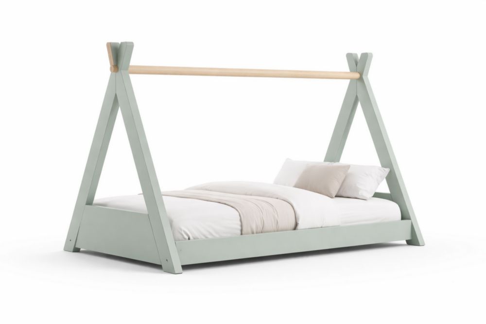 Children's Tent Bed Frame A-Frame Pine Wood Light Green