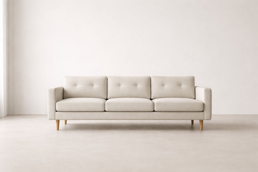 Three Seater Sofa Fabric Upholstery Beige