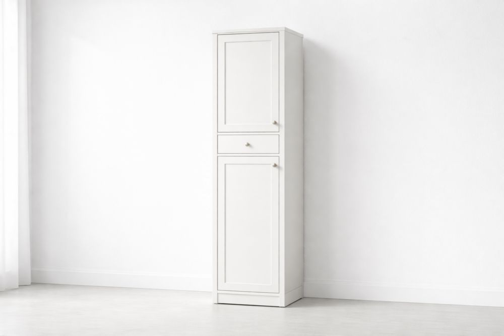 White Tall Storage Cabinet MDF Matte Finish 180cm x 40cm x 30cm