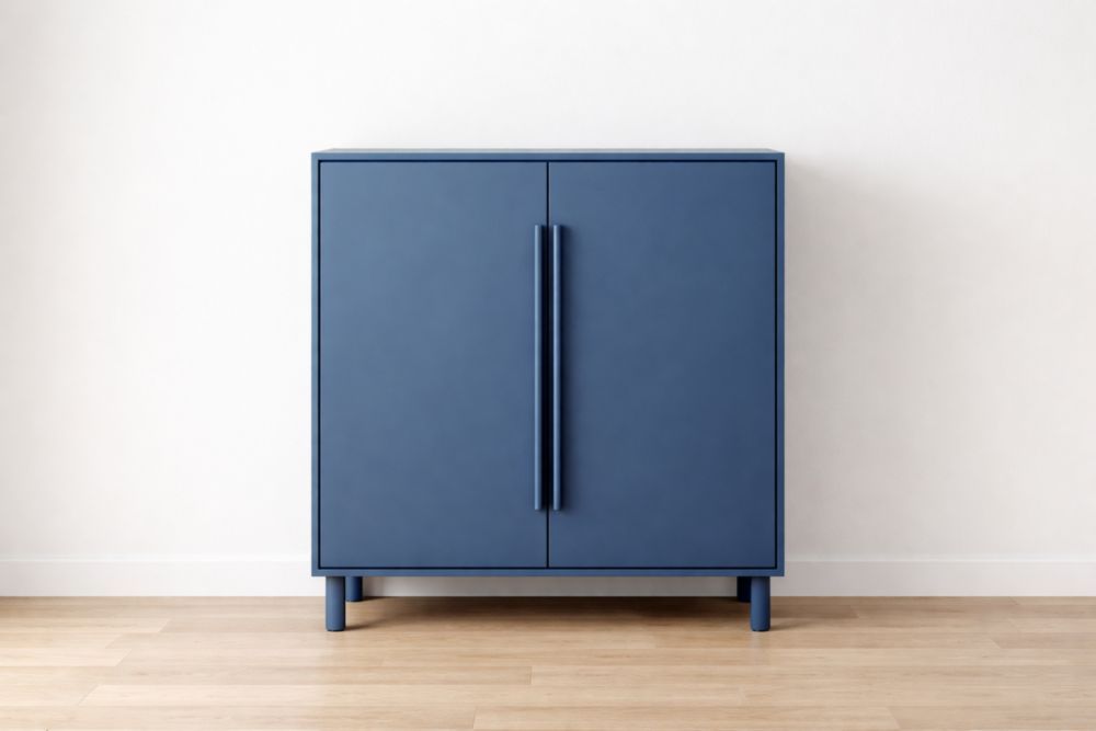 Blue Wooden Cabinet with Double Doors 100x80x40 cm