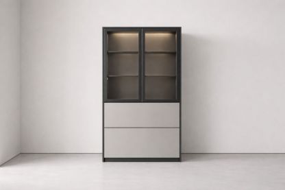 Tempered glass display cabinet with MDF frame