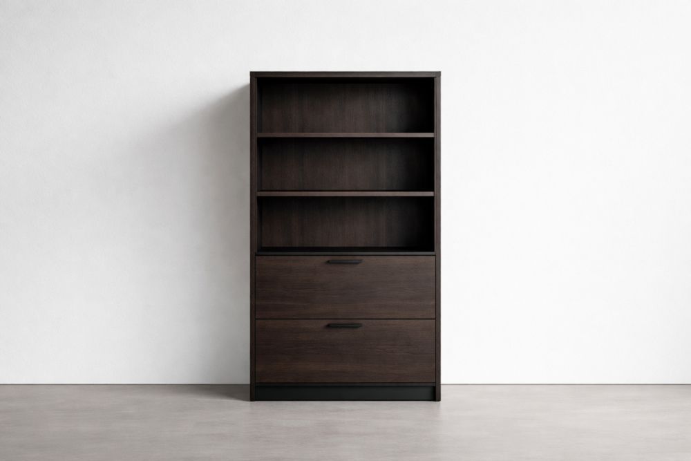 Engineered Wood Bookshelf with Drawers Dark Brown