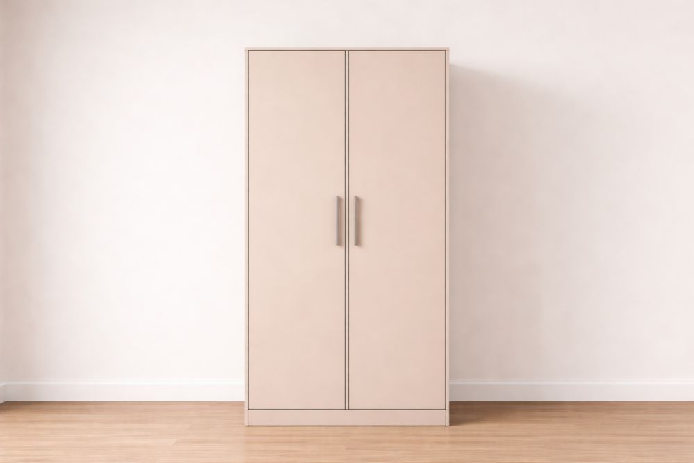 Wooden Two-Door Wardrobe Beige 180cm x 80cm x 50cm