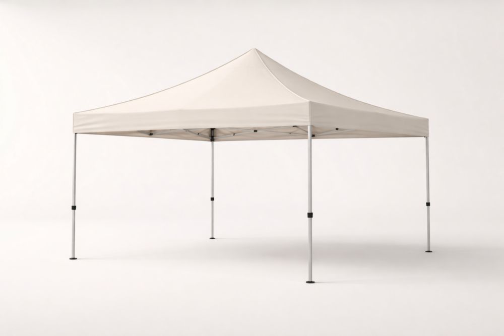 Outdoor Pop-Up Canopy Tent Steel Frame Polyester Cover 3m x 3m Beige