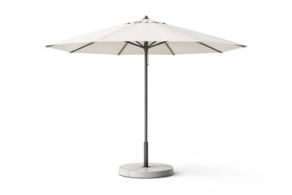 Outdoor Fabric Canopy Metal Frame Umbrella with Base, White