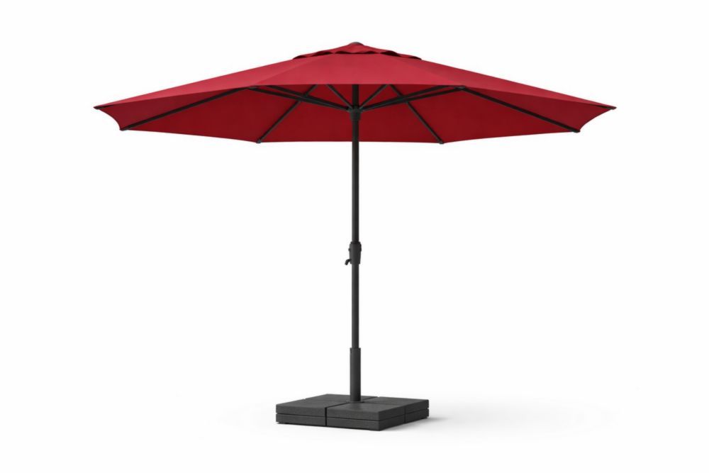 Red Outdoor Patio Umbrella with Crank Handle 2.8m Polyester