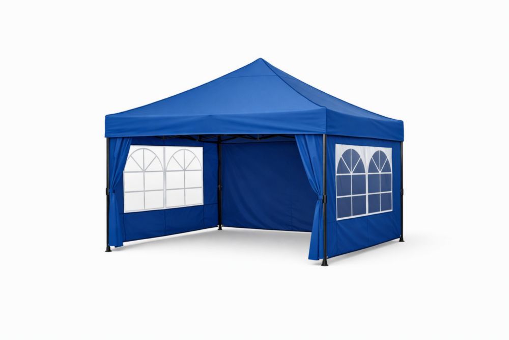 Blue Outdoor Pop-Up Canopy Tent with Steel Frame and Polyester Fabric 3x3m