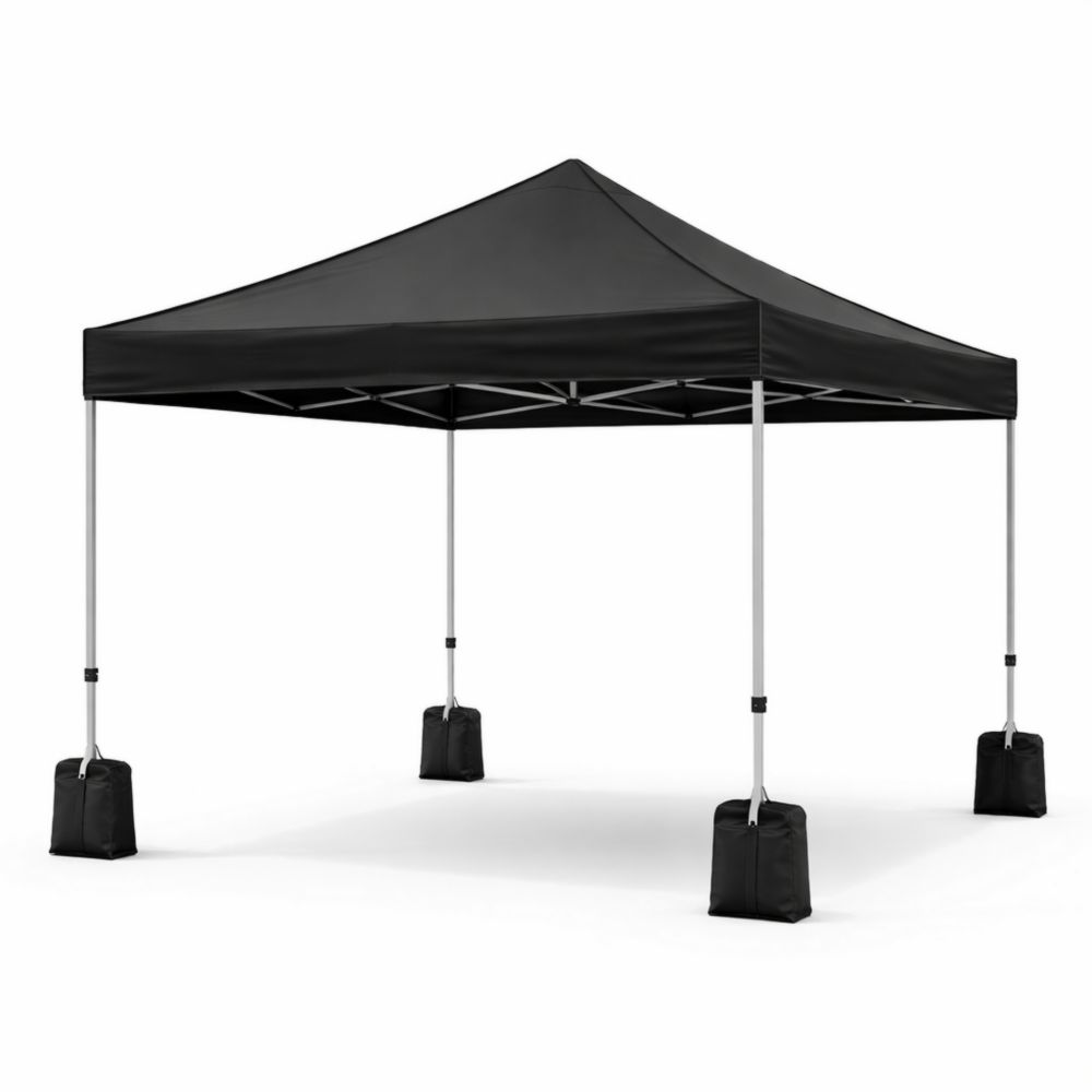 10x10 ft Pop-Up Canopy Tent with Waterproof Polyester and Adjustable Steel Frame Black