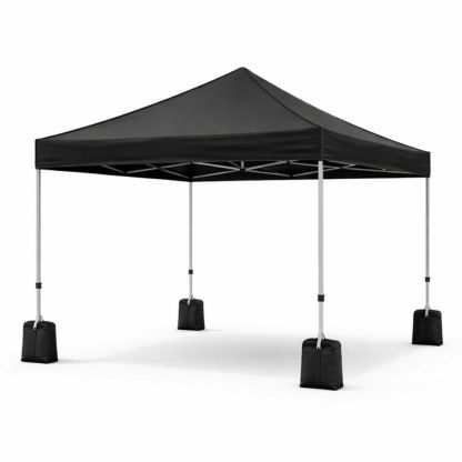 10x10 ft Pop-Up Canopy Tent with Waterproof Polyester and Adjustable Steel Frame Black