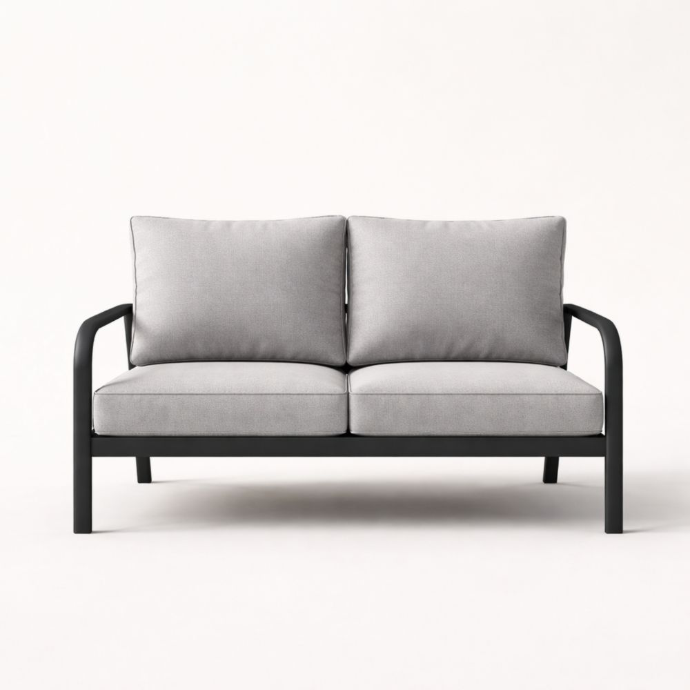 Outdoor Metal Frame Sofa with Cushions Gray 140x75x85 cm