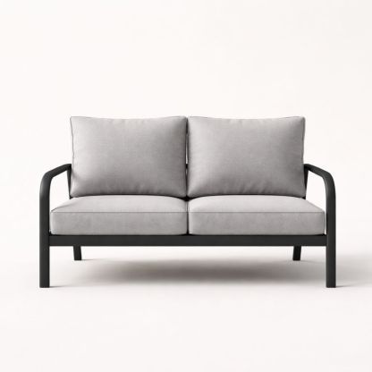 Outdoor Metal Frame Sofa with Cushions Gray 140x75x85 cm