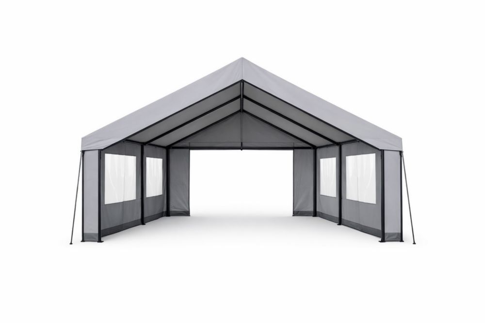 Outdoor Event Tent Steel Frame Polyester Fabric with Windows Gray