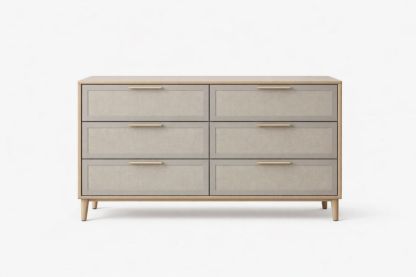 Six Drawers Gray MDF and Solid Wood Frame-Domuliva