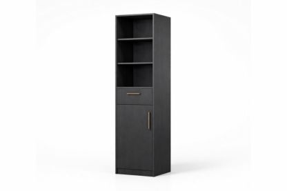 Black Wood Cabinet with Shelves and Drawer-Verdinella