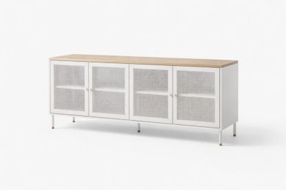 White Metal and Wood Sideboard with Mesh Doors 4-Door 150cm-Verdinella