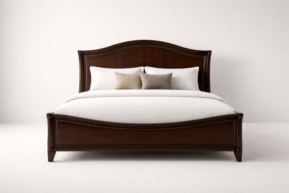 Wood Bed Frame Arched Shape Brown 210x160x120 cm-Verdinella