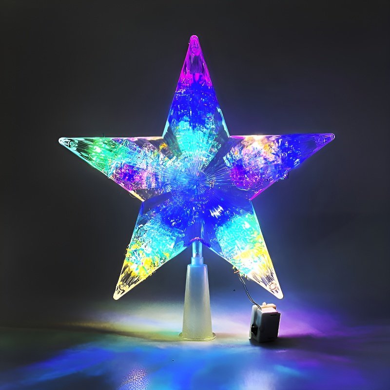 聖誕樹頂閃爍星暖光彩燈