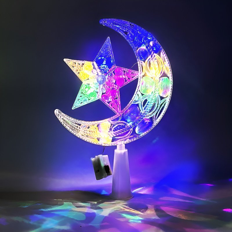 聖誕樹頂閃爍星暖光彩燈