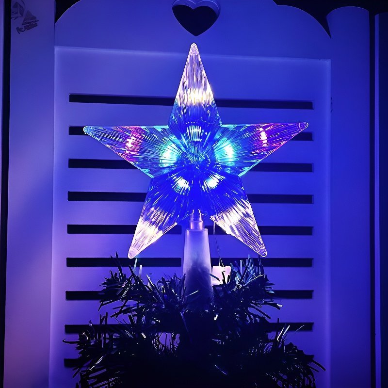 聖誕樹頂閃爍星暖光彩燈