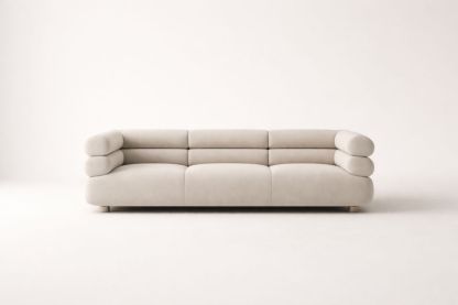 Beige Fabric Upholstered Sofa with Foam Padding