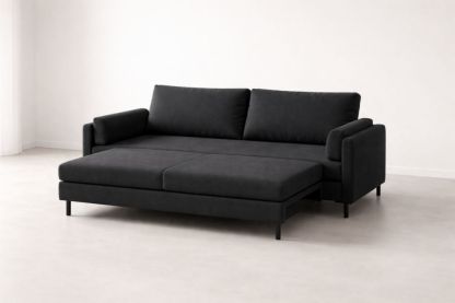 Dark Gray Fabric Sofa Bed with Metal Legs
