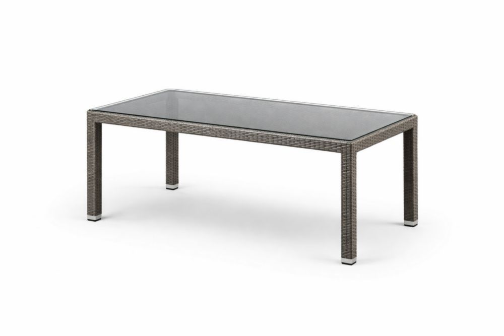 Outdoor Rectangular Glass Top Wicker Dining Table 150cm x 90cm x 74cm