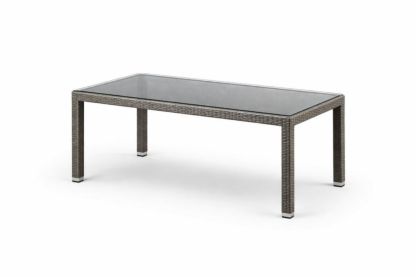Outdoor Rectangular Glass Top Wicker Dining Table 150cm x 90cm x 74cm