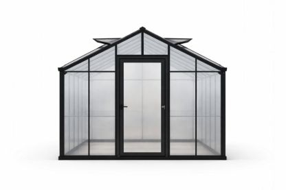 Aluminum Frame Greenhouse with Polycarbonate Panels and Door Black 300cm x 240cm x 220cm