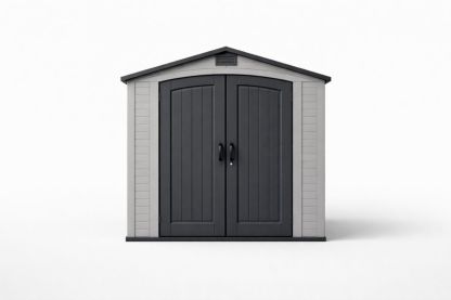 Outdoor Polypropylene Storage Shed Double Door 192 cm x 130 cm x 198 cm Grey/Black