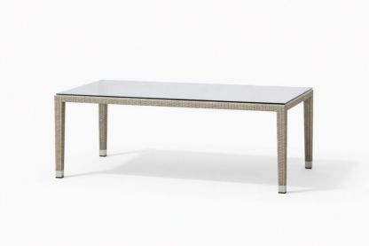 Glass Top Rectangular Outdoor Dining Table with Woven Frame