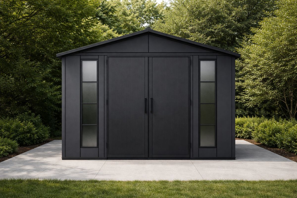Outdoor Steel  Storage Shed with Double Doors Black 300cm x 250cm x 240cm