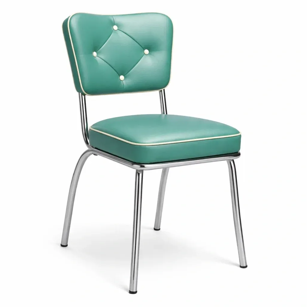 Dining chair Green PU Leather with Chrome-Plated Steel Frame-SOFOLUXE