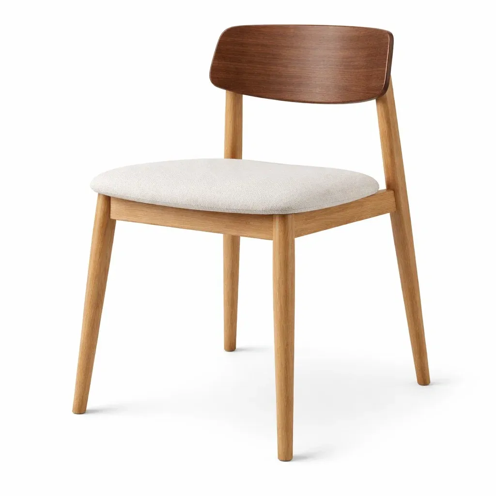 Dining chair Light Brown Solid Wood with Fabric Upholstery-SOFOLUXE