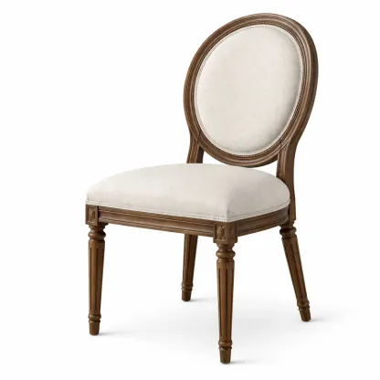 Dining chair Oak Wood Frame with Beige Fabric Seat 47cm Width 88cm Height 52cm Depth-SOFOLUXE