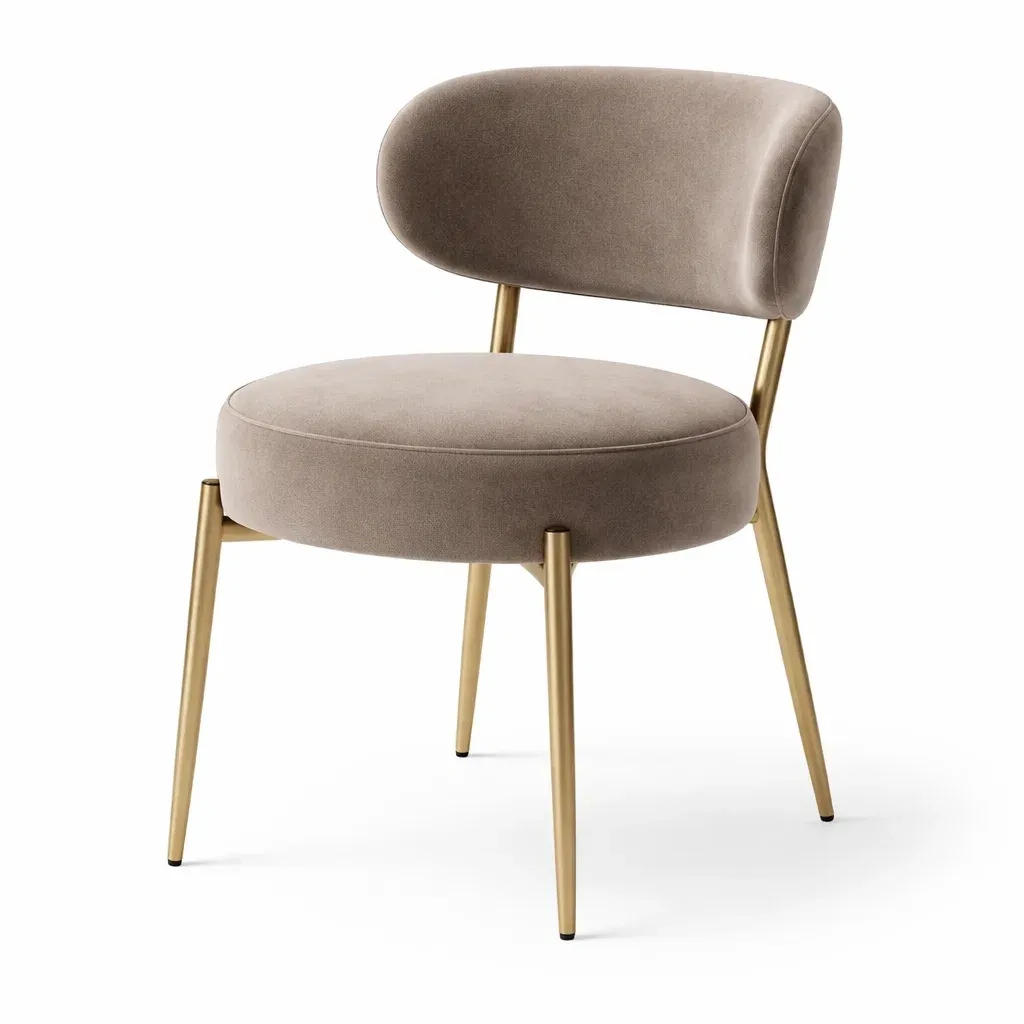Dining chair Beige Fabric with Gold Metal Legs-SOFOLUXE