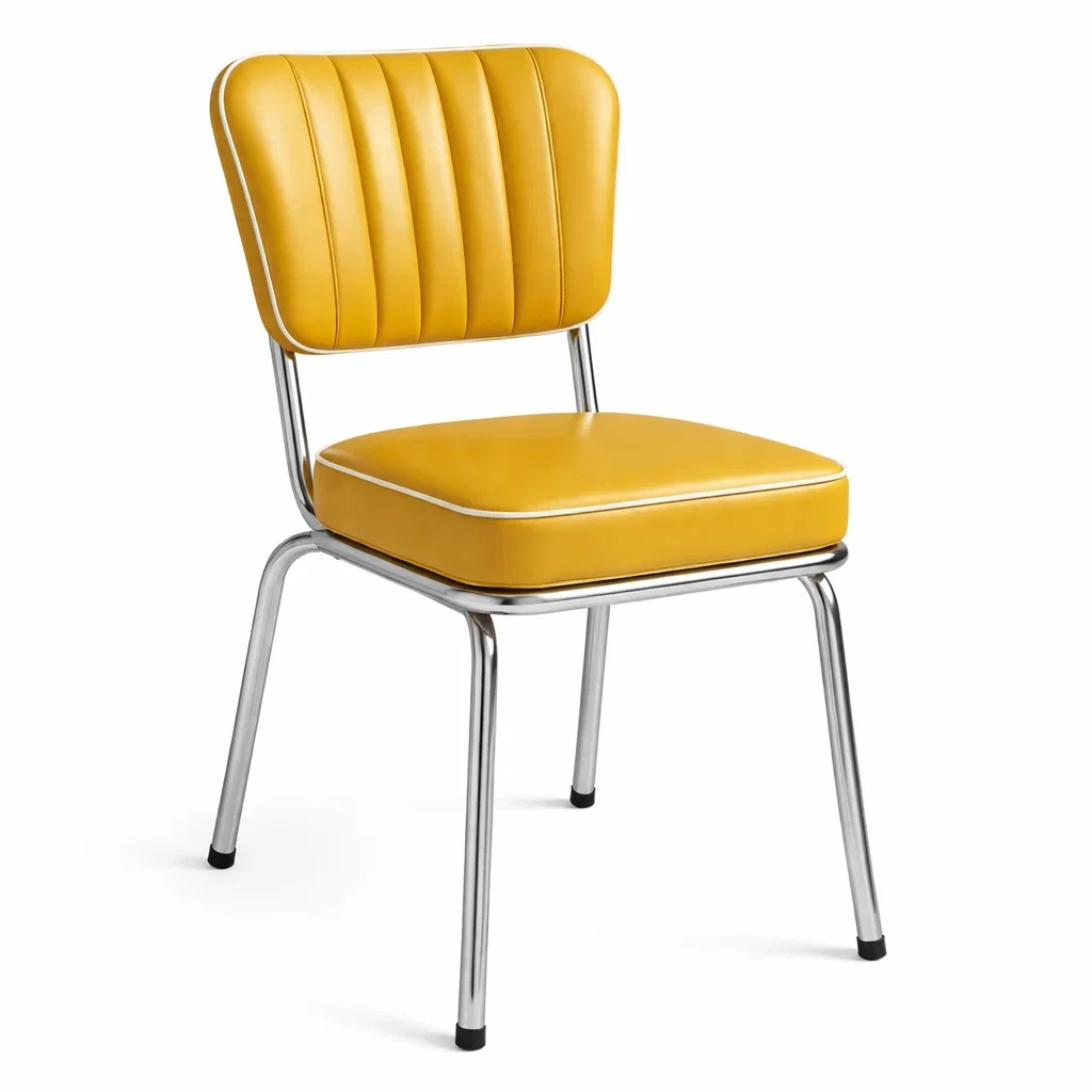 Dining chair Yellow PU Leather with Chrome Frame-SOFOLUXE