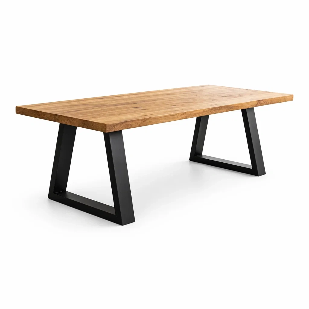 Dining table Rectangular Oak with Black Metal Legs-SOFOLUXE