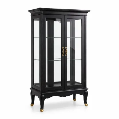 Display cabinet Black Tempered Glass with Metal Handles-SOFOLUXE