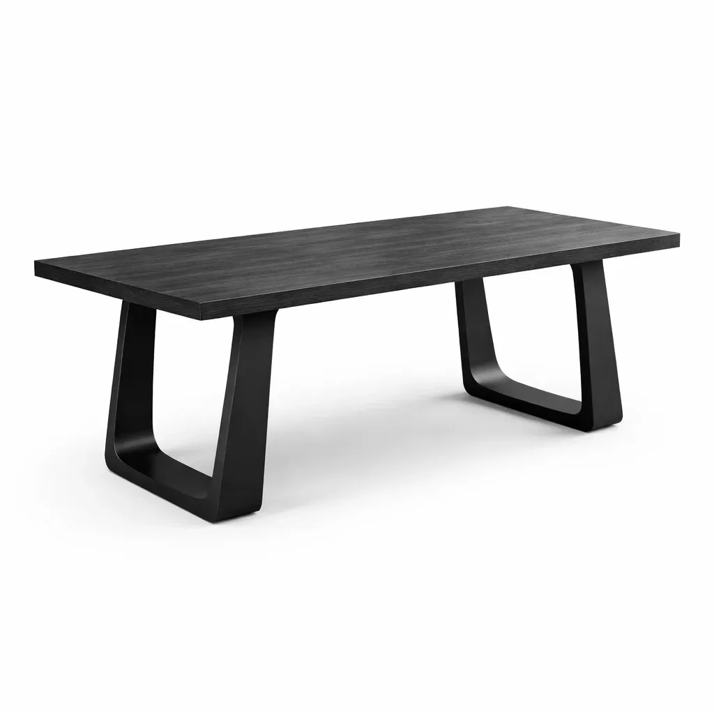 Dining table Black Rectangular Wood and Metal-SOFOLUXE