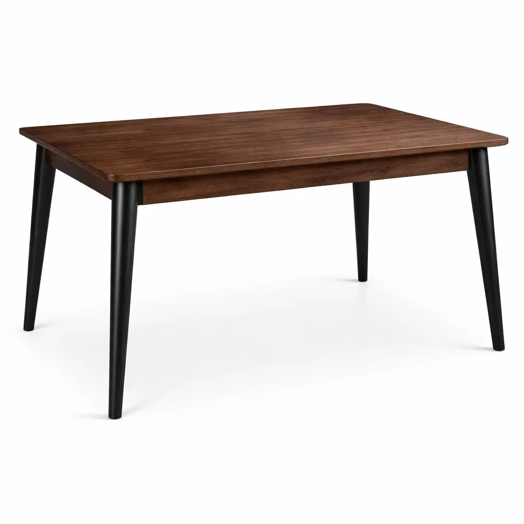 Dining table Rectangular Brown Wood Top Black Metal Legs 150x90x75cm-SOFOLUXE