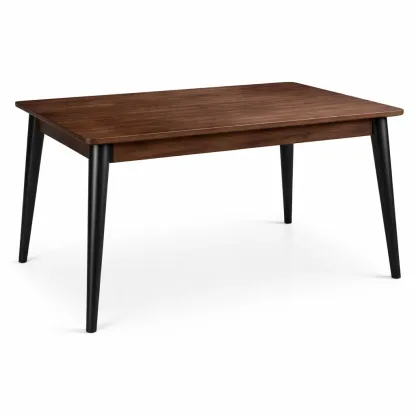 Dining table Rectangular Brown Wood Top Black Metal Legs 150x90x75cm-SOFOLUXE