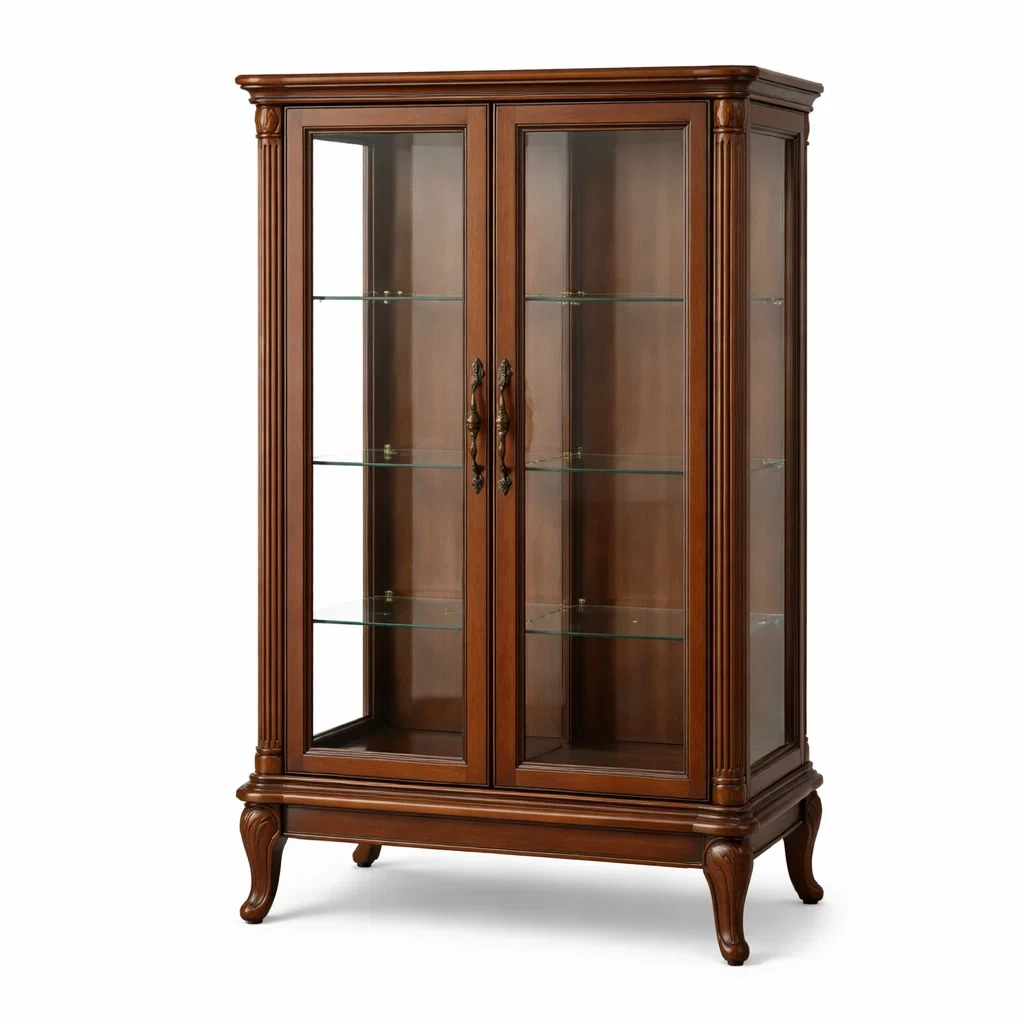 Display cabinet Wooden Glass with Shelves and Doors-SOFOLUXE