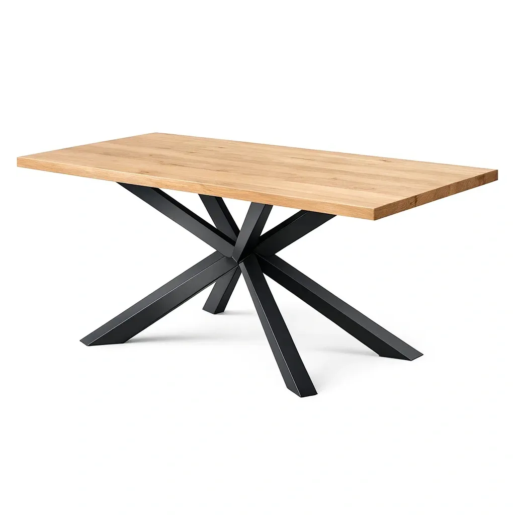 Dining table Oak with Black Steel Legs-SOFOLUXE